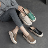 Women Retro Leather Thick Sole Casual Shoes Newgew Shoes