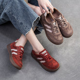 Women Retro Patchwork Leather Comfort Flat Casual Shoes Newgew Shoes