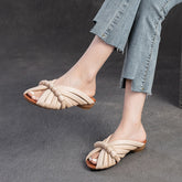 Women Retro Minimalist Leather Casual Slides Newgew Shoes
