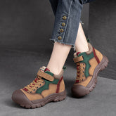 Women Pigskin Leather High Top Velcro Casual Shoes Newgew Shoes