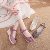 Women's Classic Cloth Embroidered Cotton And Linen Retro Canvas Shoes Newgew