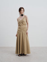 Pleated Waist Cinched Strap Dress Newgew Dresses