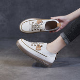 Women Fashion Leather Flat Slip-on Casual Shoes Newgew Shoes