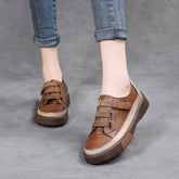 Women Retro Leather Velcro Tape Casual Shoes Newgew Shoes