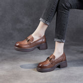 Women Retro Comfy Leather Low Heel Loafers Newgew Shoes