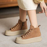 Women Retro Minimalist Leather Thick Soled Casual Ankle Boots Newgew Shoes