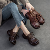 Women Retro Leather Handmade Soft Casual Shoes Newgew Shoes