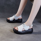 Women Casual Leather Platform Buckle Sandals Newgew Shoes