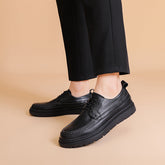 Men Retro Solid Cowhide Thick Soled Casual Shoes Newgew Shoes