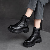Women Retro Casual Leather Platform Boots Newgew Shoes