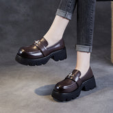 Women Retro Leather Platform Casual Loafers Newgew Shoes