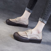 Women Breathable Mesh Leather Flat Casual Shoes Newgew Shoes