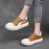 Women Fashion Patchwork Leather Thick Soled Casual Shoes Newgew Shoes