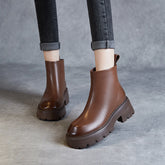 Women Minimalist Retro Leather Chunky Sole Boots Newgew Shoes