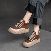 Women Minimalist Fashion Leather Thick Soled Casual Shoes Newgew Shoes