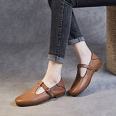 Women Retro Soft Cowhide Leather Flat Casual Shoes Newgew Shoes
