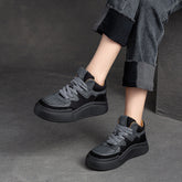 Women Retro Patchwork Thick Soled Casual Shoes Newgew Shoes