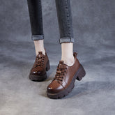 Women Retro Minimalist Leather Chunky Heel Casual Shoes Newgew Shoes