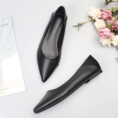 PU Leather Shoes Ballet Flats Pointed Toe Shallow Mouth Slip-on Loafer NewGew