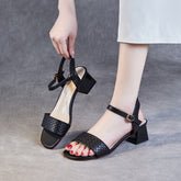 Women Minimalist Leather Low Block Casual Summer Sandals Newgew Shoes