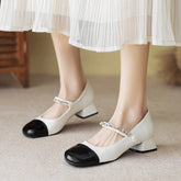 Women Minimalist Casual Low Chunky Heel Mary Jane Shoes Newgew Shoes