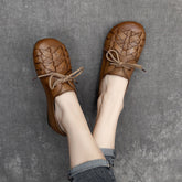 Women Retro Handmade Plaited Leather Flat Shoes Newgew Shoes
