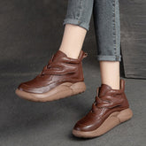 Women Retro Casual Minimalist Leather Ankle Boots Newgew Shoes
