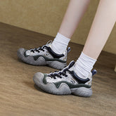 Women Color Matching Leather Casual Hiking Shoes Newgew Shoes