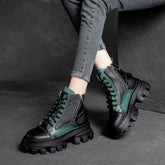 Women Patchwork Leather Casual Platform Boots Newgew Shoes