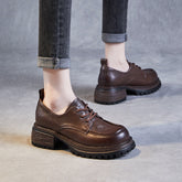 Women Retro Leather Thick Soled Casual Shoes Newgew Shoes