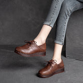 Women Soft Leather Retro Solid Casual Shoes Newgew Shoes
