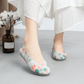 Women's Different Spring Fresh Printed Cloth Cotton And Linen Canvas Shoes Newgew