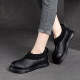 Women Retro Minimalist Leather Flat Casual Shoes Newgew Shoes