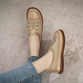 Women Retro Leather Minimalist Soft Flat Casual Shoes Newgew Shoes