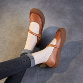 Women Retro Leather Soft Flat Casual Shoes Newgew Shoes