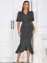 Fitted Ruffle Hem Dress Newgew Dresses