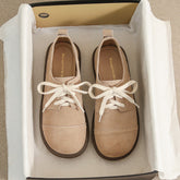 Women Retro Frosted Leather Flat Casual Shoes Newgew Shoes