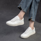 Women Leather Flat Low Top Casual Shoes Newgew Shoes