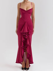 Apricot Ruffled Front Gown Newgew Dresses