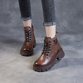 Women Retro Casual Soft Leather Platform Boots Newgew Shoes
