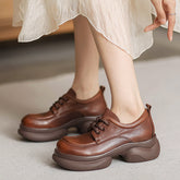 Women Retro Thick Soled Leather Casual Shoes Newgew Shoes