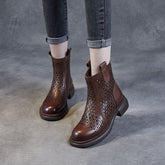 Women Retro Minimalist Hollow Leather Summer Boots Newgew Shoes