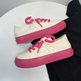 Women's White Thick-soled Korean Style Summer Canvas Shoes Newgew