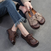 Women Retro Soft Leather Flat Casual Shoes Newgew Shoes