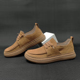 Men Minimalist Solid Leather Flat Casual Shoes Newgew Shoes