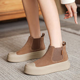 Women Retro Casual Leather Flat Ankle Boots Newgew Shoes