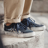 Men Fashion Print Canvas Flat Casual Sneakers Newgew Shoes