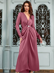 V Neck Slit Button Dress Newgew Dresses