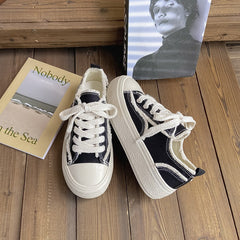 Pretty Beggar Black Breathable Platform Height Canvas Shoes Newgew
