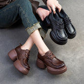 Women Retro Soft Leather Platform Casual Shoes Newgew Shoes